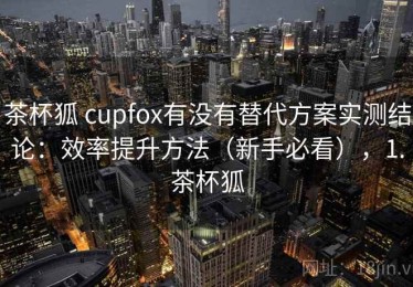 茶杯狐 cupfox有没有替代方案实测结论：效率提升方法（新手必看），1.茶杯狐