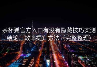 茶杯狐官方入口有没有隐藏技巧实测结论：效率提升方法（完整整理）