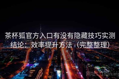 茶杯狐官方入口有没有隐藏技巧实测结论：效率提升方法（完整整理）